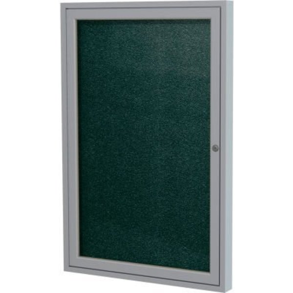 Ghent Ghent Enclosed Bulletin Board, Outdoor, 1 Door, 18"W x 24"H, Ebony Vinyl/Silver Frame PA12418VX-183